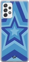 Samsung A52 hoesje - Retro Ster Blauw - Print - Blauw - Soft Case Telefoonhoesje - TPU Back Cover - Casevibes