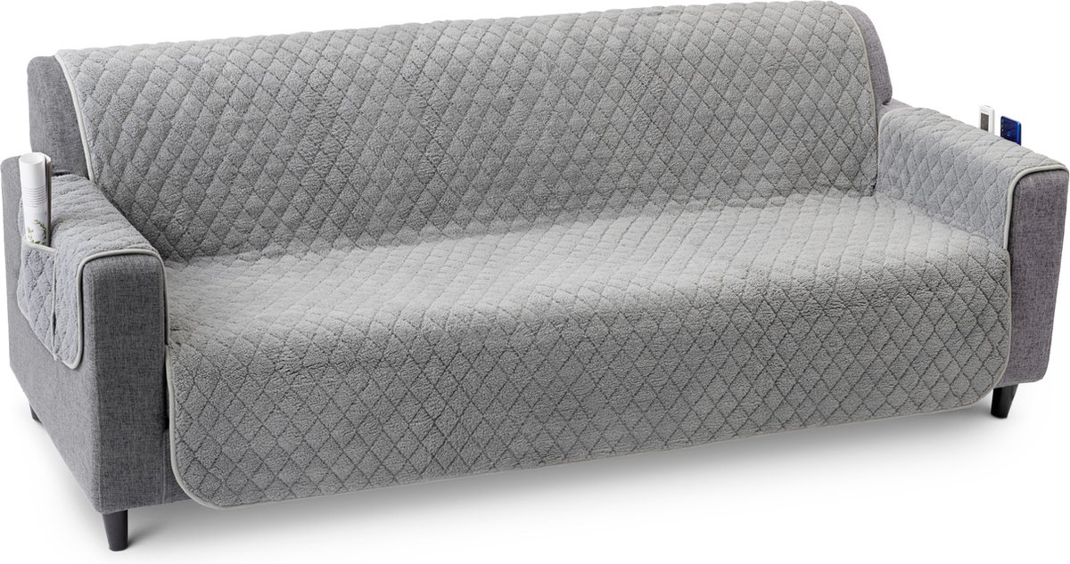 Btstil 4-delige stoelovertrek stretch, all-inclusive stoelbeschermer voor televisiestoel met zakken, effen, waterdicht, stoelbeschermer voor relaxstoel (donkergrijs
