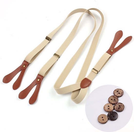 WiseGoods Bretelles de Luxe Hommes Adultes - Cadeau - Accessoires de vêtements pour bébé de Vêtements - Design Vintage Dress Up - Pour Smoking & Costume Kaki