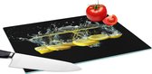 Glazen Snijplank - 39x28 - Citroen - Fruit - Geel - Stilleven - Water - Snijplanken Glas - Keuken decoratie aanrecht
