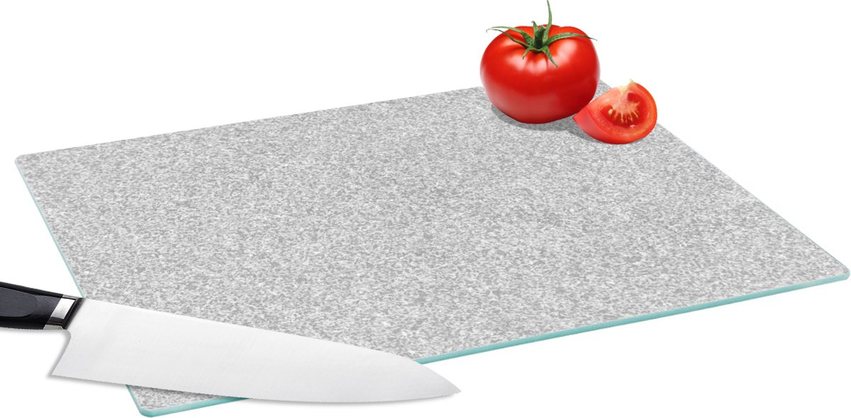Glazen Snijplank - 39x28 - Graniet - Structuur - Grijs - Design - Snijplanken Glas