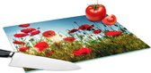 Planche à découper en Verres - 39x28 - Coquelicots - Toscane - Soleil - Rouge - Blauw - Planches à découper en Glas