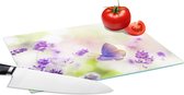 Glazen Snijplank - 28x20 - Lavendel - Vlinder - Bloemen - Snijplanken Glas