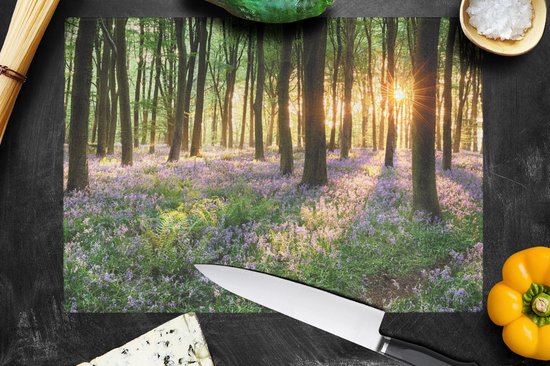 Planche à découper en Verres - 39x28 - Forêt - Fleurs - Lavande - Soleil - Violet - Nature - Planches à découper en Glas