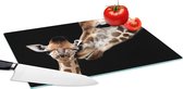 Glazen Snijplank - 39x28 - Giraffe - Dieren - Zwart - Portret - Dieren - Snijplanken Glas