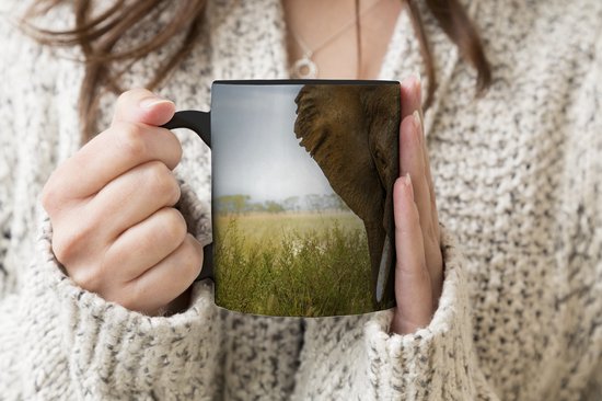 Mug Magique - Photo sur Mugs Chauffants - Mug à Café - Éléphant - Nature - Herbe - Animaux - Paysage - Mug Magic - Tasse - 350 ML - Mug à Thé