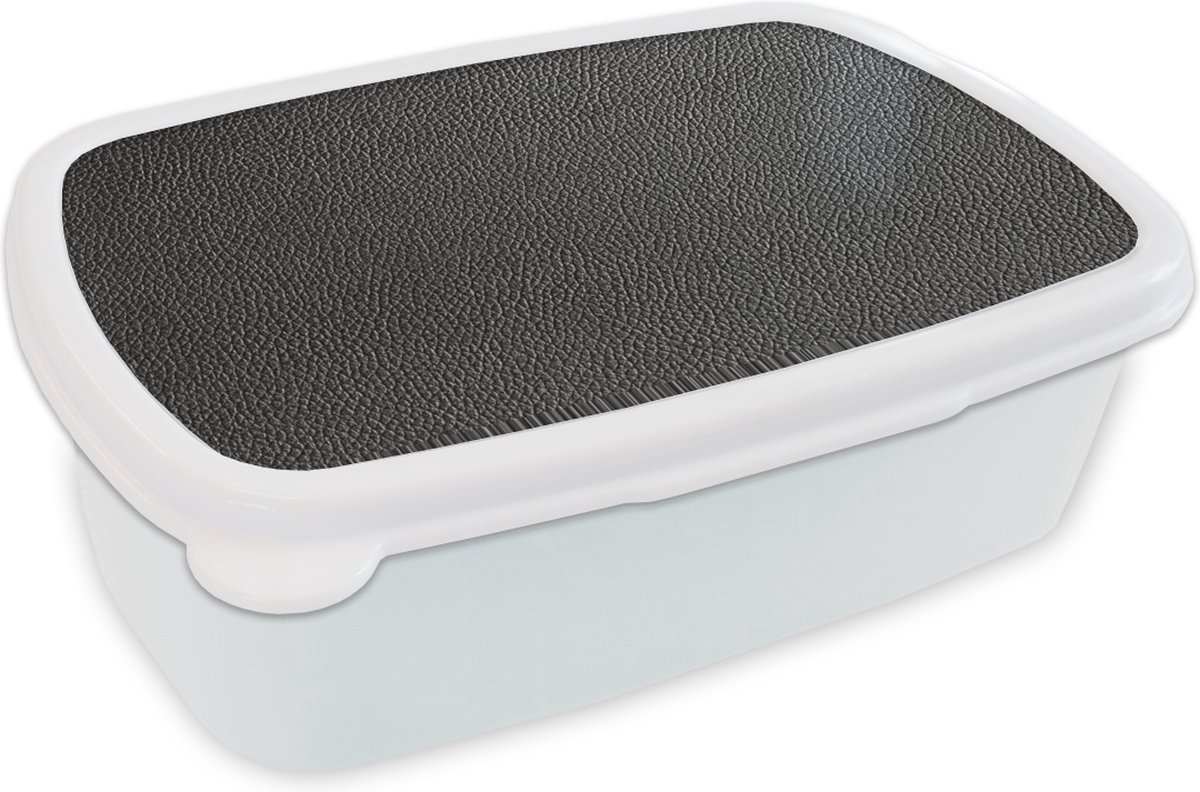 Broodtrommel Wit - Lunchbox - Brooddoos - Leer - Lederlook - Zwart - Licht - 18x12x6 cm - Volwassenen