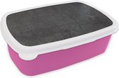 Broodtrommel Roze - Lunchbox Beton - Zwart - Grijs - Rustiek - Industrieel - Brooddoos 18x12x6 cm - Brood lunch box - Broodtrommels voor kinderen en volwassenen