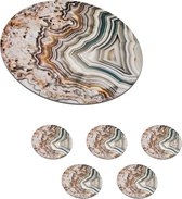 Onderzetters voor glazen - Rond - Edelsteen - Marmer - Natuur - Abstract - 10x10 cm - Glasonderzetters - 6 stuks