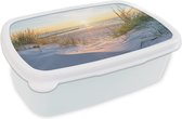 Lunch box Wit - Lunch box - Boîte à pain - Plage - Soleil - Dune - Herbe - Sable - Horizon - 18x12x6 cm - Adultes