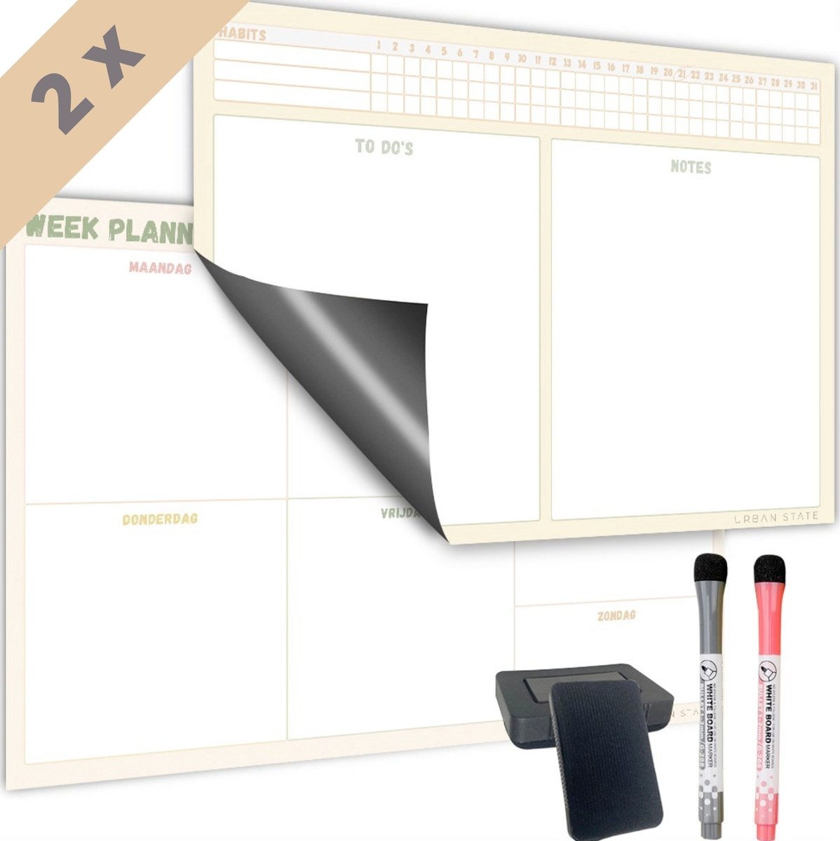 Magnetische weekplanner whiteboard (1) - planner magnetisch - planbord - familieplanner - maandplanner magnetisch