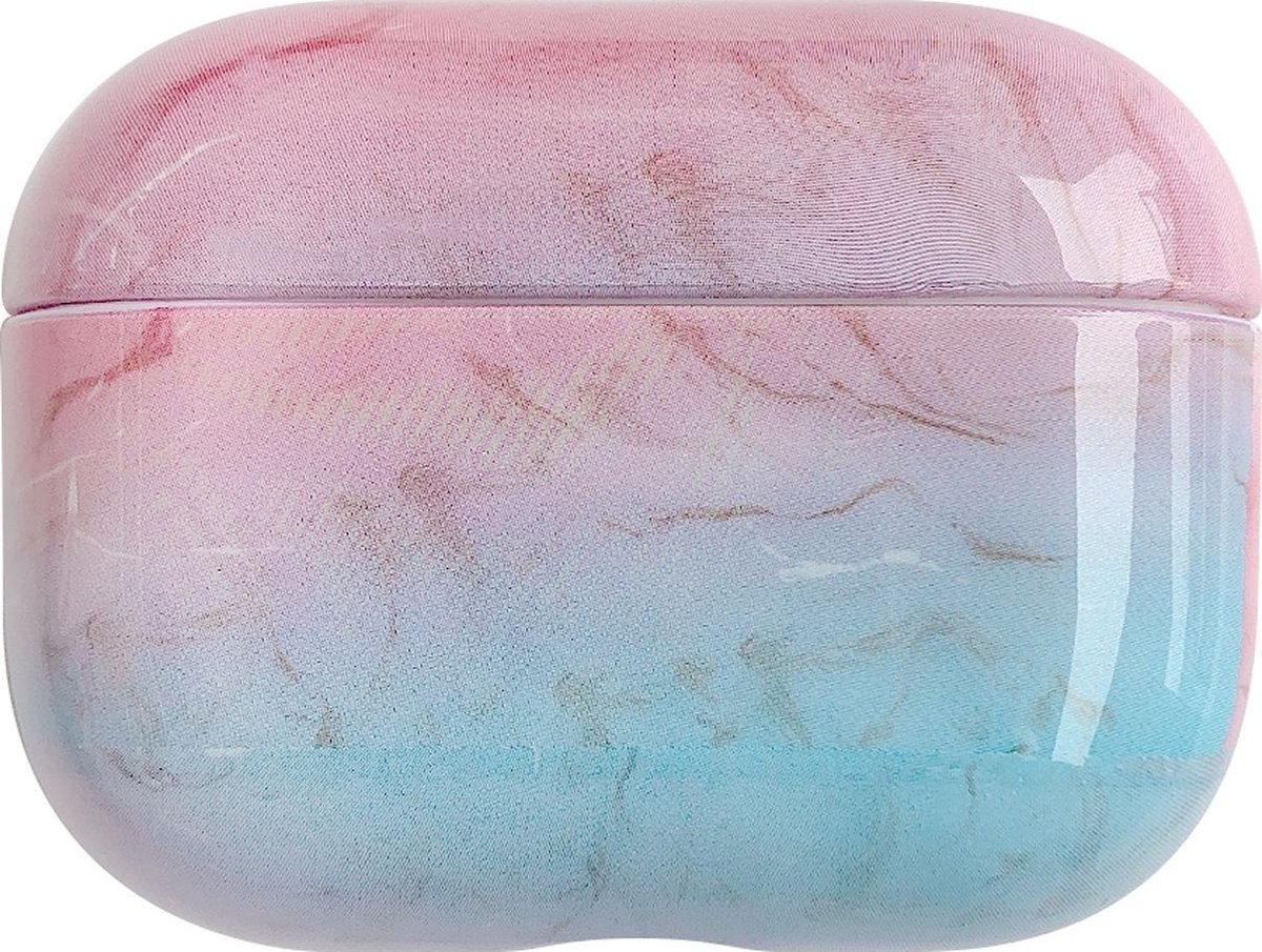 Mobigear Marble Hoesje geschikt voor Apple AirPods Pro 2 Hardcase Hoesje - Blauw / Roze