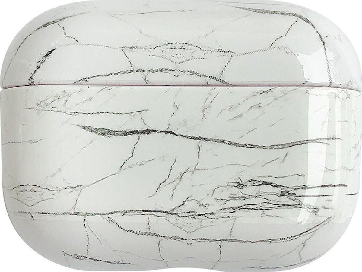 Mobigear Marble Hoesje geschikt voor Apple AirPods Pro 2 Hardcase Hoesje - Wit