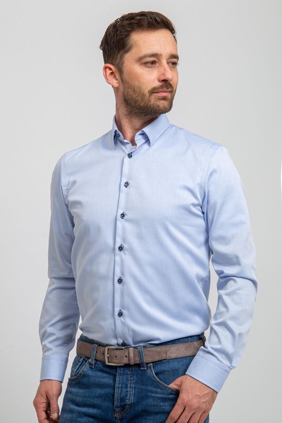 verdrietig Auckland zelfstandig naamwoord Suitable - Overhemd Twill Lichtblauw - Maat 42 - Slim-fit | bol.com