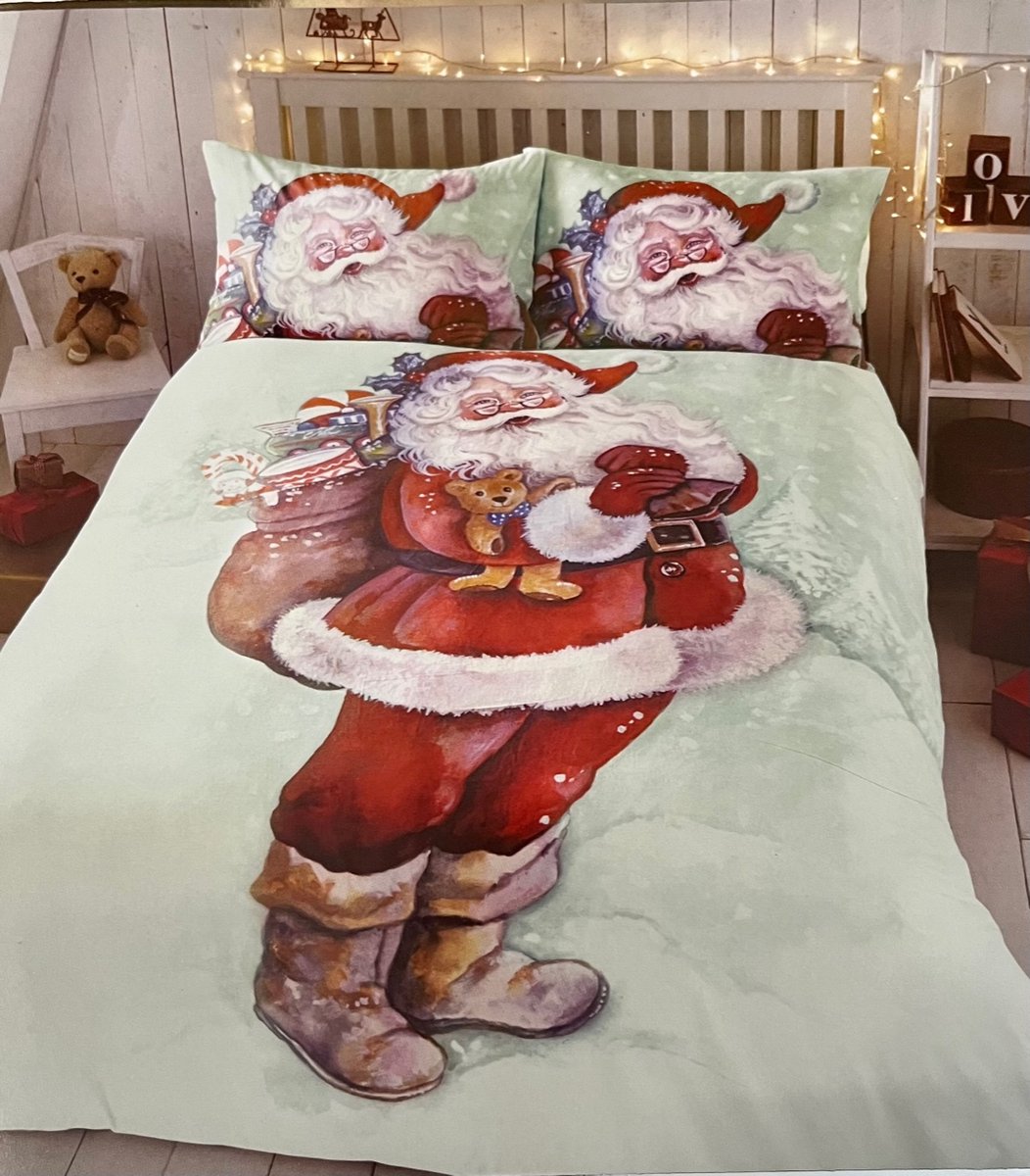 Kerst dekbedovertrek Father Christmas - Kerstman - 2 persoons met 2 kussenslopen - Sinterklaas cadeau