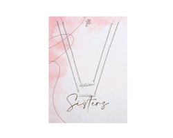 Yehwang - Ketting - Sisters - Big Sister - Little Sister - Heart - Hartje - Necklace - Zilverkleurig - Stainless Steel - Nikkelvrij