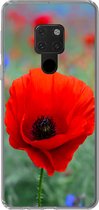 Geschikt voor Huawei P40 Lite hoesje - Paarse en rode klaprozen in een weiland - Siliconen Telefoonhoesje