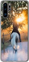 Geschikt voor Huawei P30 Pro hoesje - Paard - Zon - Zand - Siliconen Telefoonhoesje