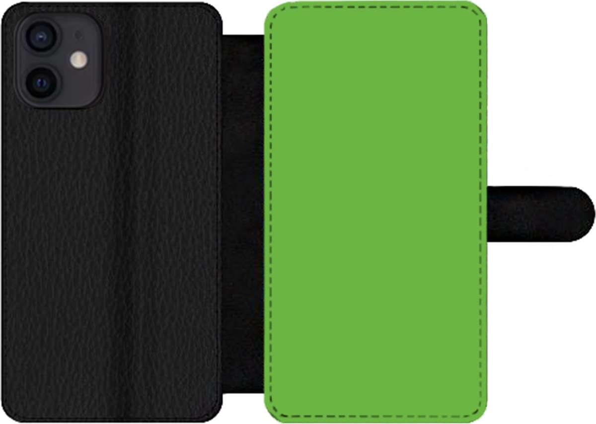 Telefoonhoesje Geschikt voor iPhone 12 telefoonhoesje - Groen - Kleuren - Natuur - Met vakjes - Wallet case met magneetsluiting