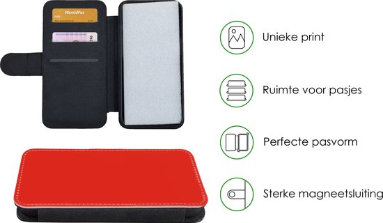 Étui pour téléphone iPhone 8 Bookcase - Rouge - Motif - Design - Avec poches - Étui portefeuille avec fermeture magnétique