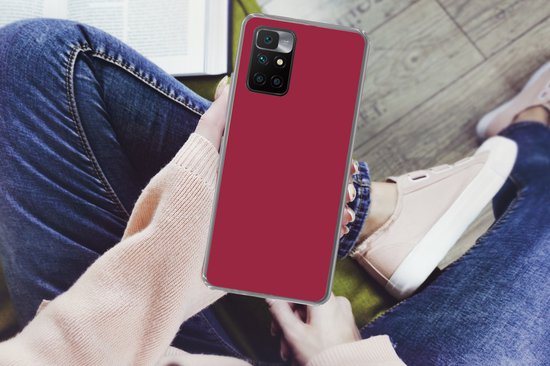 Coque de téléphone compatible avec Xiaomi Redmi 10 - Rouge - Couleur unie - Coque en Siliconen