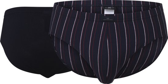Gotzburg heren boxer lang met gulp (1-pack), middenblauw gestreept
