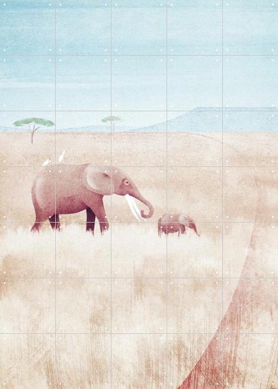 IXXI The Elephants - Wanddecoratie - 140 x 100 cm