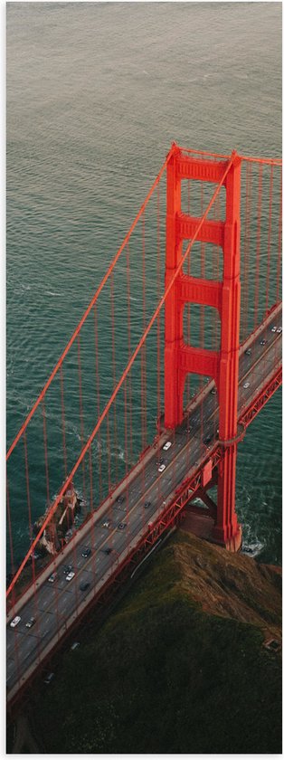 WallClassics - Poster (Mat) - Rode Brug over het Water - 20x60 cm Foto op Posterpapier met een Matte look