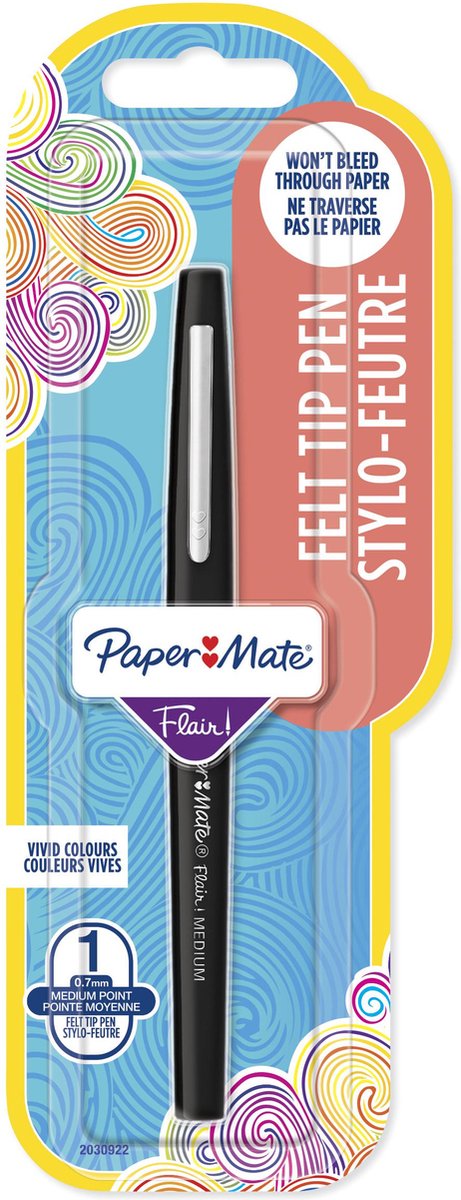 Paper Mate Flair-viltstiften | Medium punt (0,7 mm) | Zwart | 1 stuk