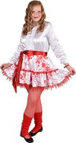 Magic By Freddy's - Zombie Kostuum - Rok Met Bloed Besmeurd Meisje - Rood, Wit / Beige - Maat 128-140 - Halloween - Verkleedkleding
