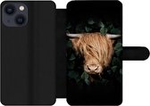 Bookcase pour iPhone 13 Mini Bookcase - Highlander écossais - Animal - Flora - Avec compartiments - Étui portefeuille avec fermeture magnétique