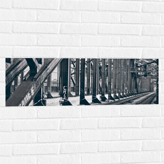WallClassics - Muursticker - Stalen Balken - 90x30 cm Foto op Muursticker
