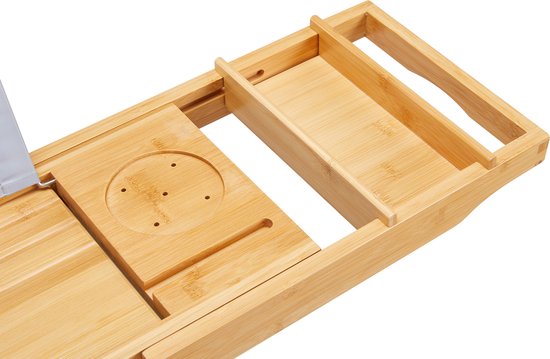 ACAZA Badplank - Badrek - Badplank voor in bad – Uitschuifbaar van 75 tot 109 cm Breed - Bamboe