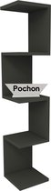 Pochon Home - Zigzag Boekenkast - Antraciet - 4 Vakken - 22x22x111 cm
