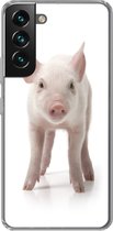 Telefoonhoesje Geschikt voor Samsung Galaxy S22 Plus hoesje - Varken - Dieren - Wit - Siliconen Telefoonhoesje