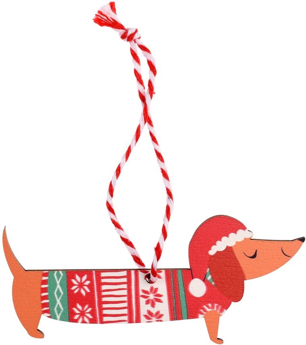 Kersthanger hond kerstbal hout - Rex London