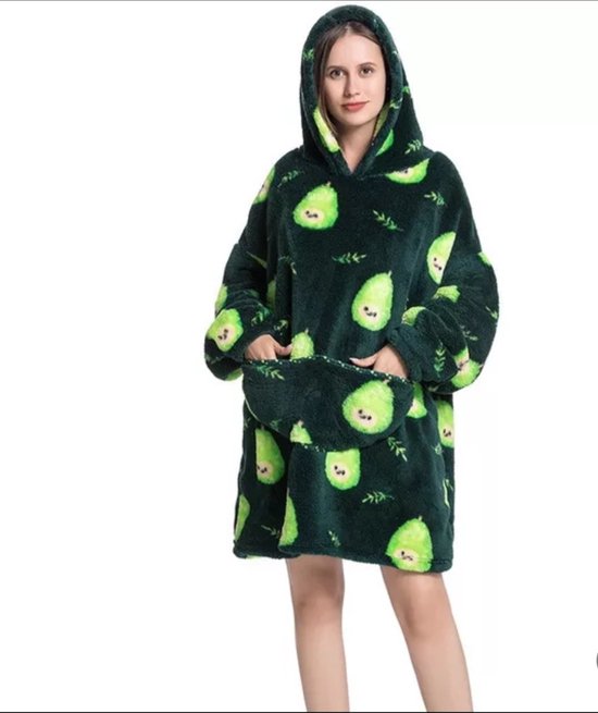 Hoodie Blanket Avocado Dark Green - Hoodie Deken - Cuddle Hoodie - Hooded Blanket - Deken Met Mouwen - Oversized Hoodie - Fleece Deken - Oversized Sweater - Blanket Hoodie - Unisex - Luxe uitvoering - Fluffy Voering