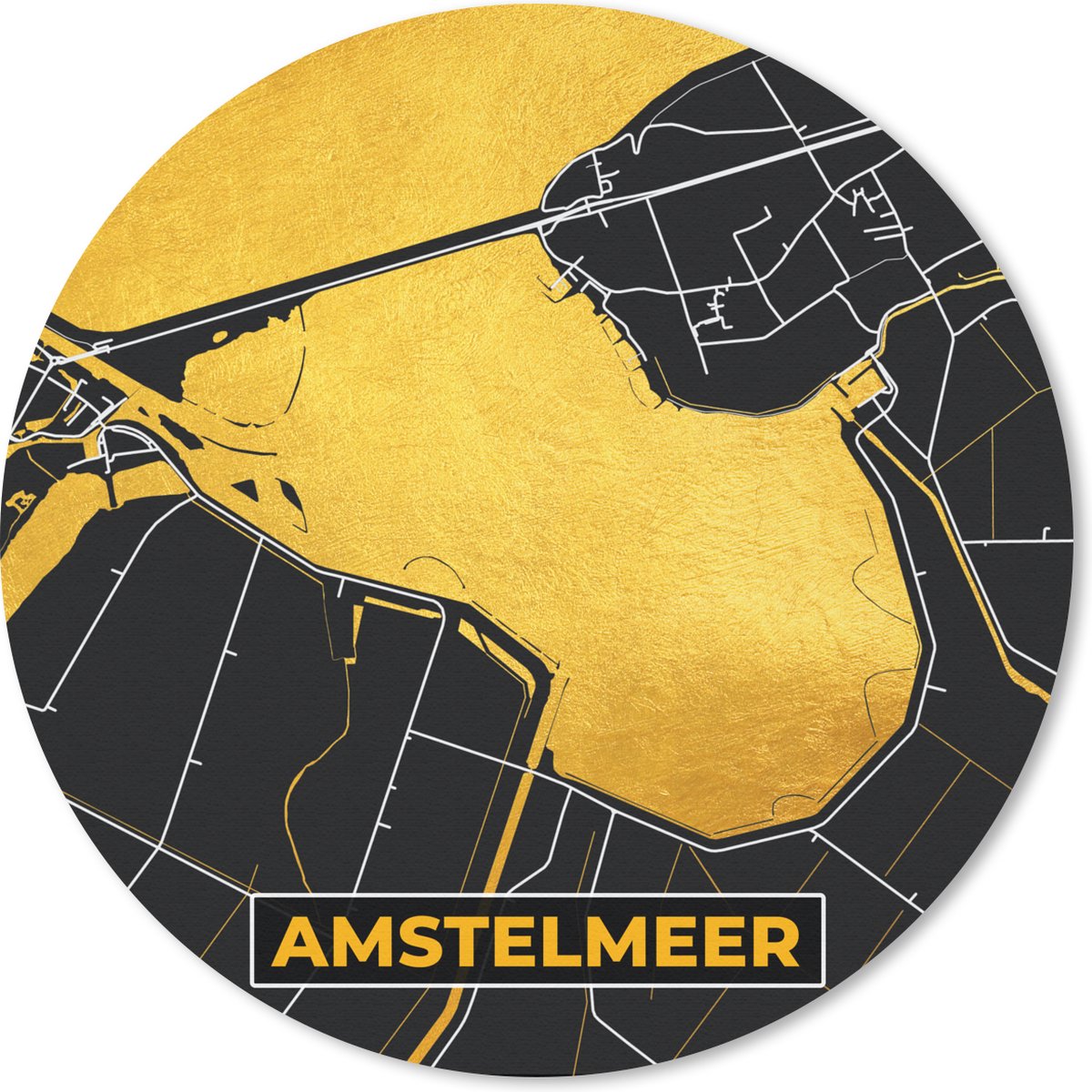 Muismat rond 30x30 cm - Mousepad Kaart - Plattegrond - Stadskaart - Amstelmeer - Nederland - Ronde muismatten - Stadskaart