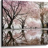 WallClassics - Canvas - Beautiful Blossom Arbres - 100x100 cm Tableau sur Toile Peinture (Décoration murale sur Toile)