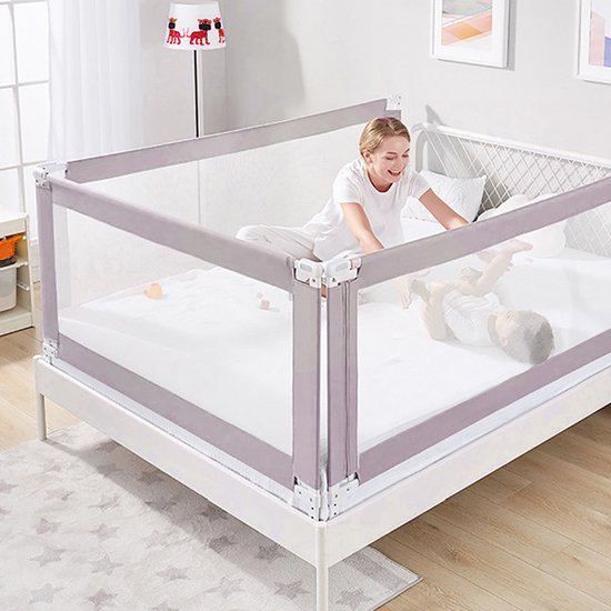 Barrière De Lit Enfant Pliable & Réglable - Sécurité Anti-Chute, Maille Respirante - Pour Lit 150cm