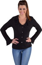 Magic By Freddy's - Piraat & Viking Kostuum - Jersey Blouse Brede Kraag Zwart Vrouw - Zwart - XL - Halloween - Verkleedkleding