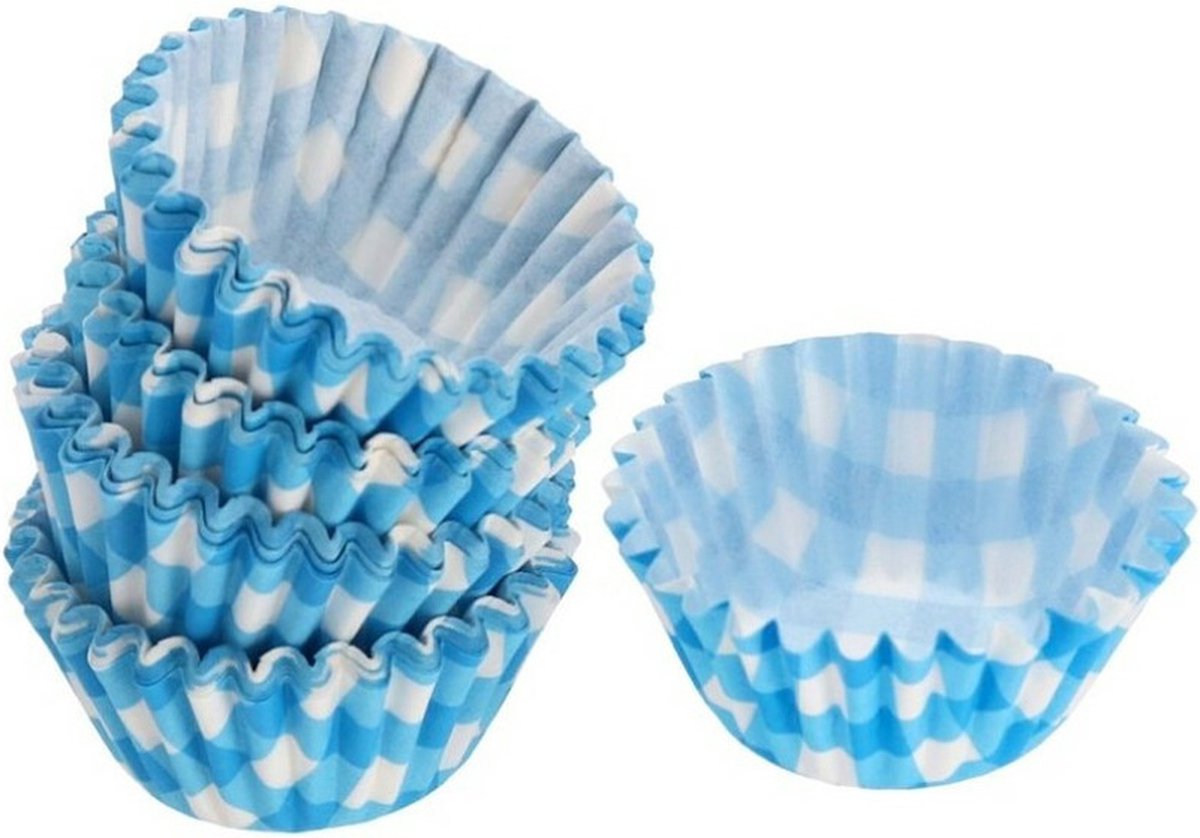 Mini muffin en cupcake vormpjes - 180x - blauw - papier - 4 x 4 x 2 cm