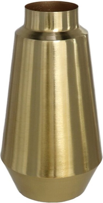 Gerimport Bloemenvaas - goudkleurig - stijlvol metaal - 16 x 30 cm