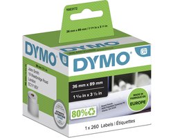 DYMO originele grote LabelWriter adreslabels | 36 mm x 89 mm | 260 zelfklevende etiketten | Zwarte afdruk op wit | Geschikt voor de LabelWriter labelprinters