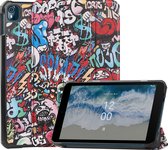 Case2go - Tablet Hoes geschikt voor Nokia T10 (2022) - 8 Inch - Tri-Fold Book Case - Met Stand Functie - Grafitti