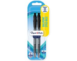Paper Mate Flexgrip Ultra-balpennen met drukknop | Medium punt (1,0 mm) | Zwart | 2 stuks