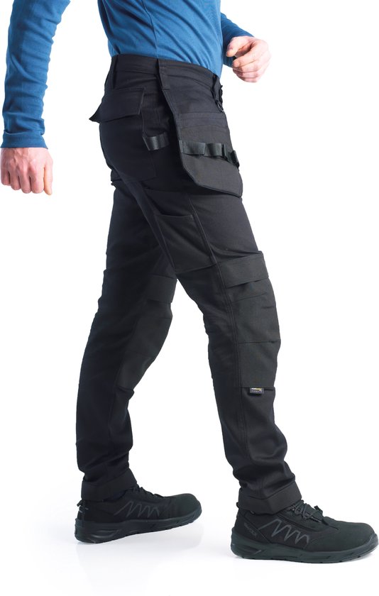 BITCO- SAUER -Stretch Black Work Pants Men Poches genouillères hydrofuges et oléofuges Renforcé en Water