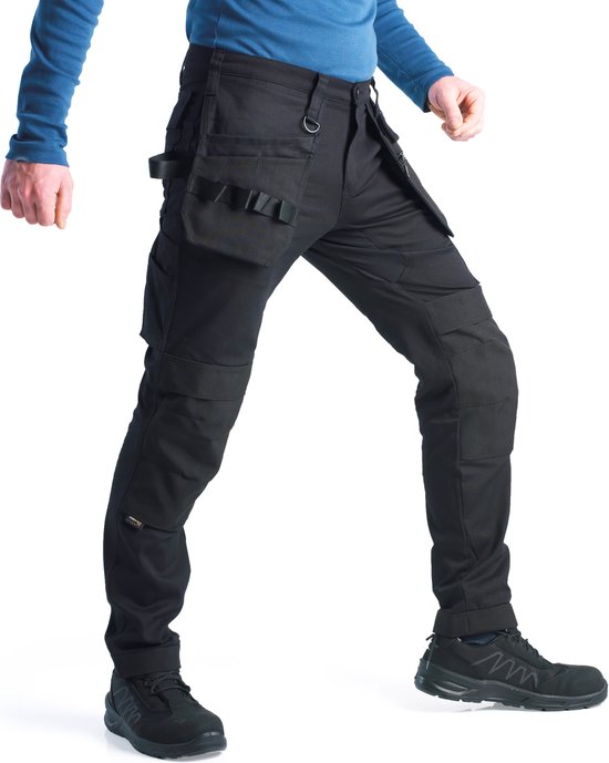 BITCO- SAUER -Stretch Black Work Pants Men Poches genouillères hydrofuges et oléofuges Renforcé en Water