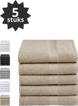 Droomtextiel® Luxe Badhanddoeken Zand-Taupe 50x100 cm - 5 Stuks - Pure Katoen - Bad textiel - Heerlijk Zacht