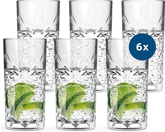 SAHM glazen set 6 stuks 450ml - drinkglazen set - tijdloze waterglazen set - geweldige gin glazen, gin tonic glazen & latte macchiato glazen